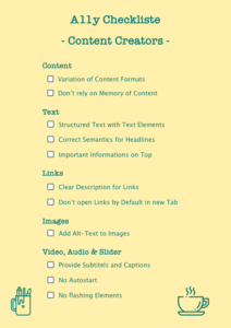 Accessibility Checkliste for Content Creators