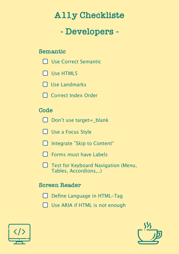 A11y Checkliste for Developers