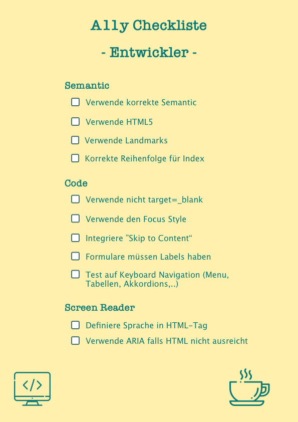 A11y Checkliste für Entwickler